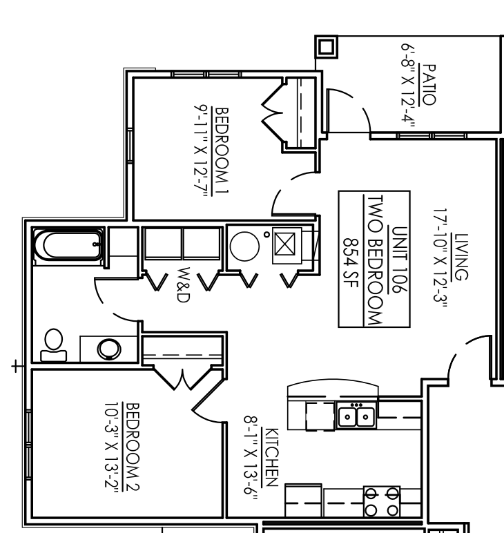 Two Bedroom One Bath Floor Plan 2